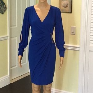 Blue body contouring dress